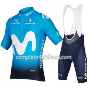 Completo Maglia + Pantaloncino con bretelle 2018 Movistar Team Donna N001